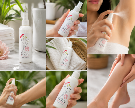 Ecrin Hair Remover Spray being used on skin